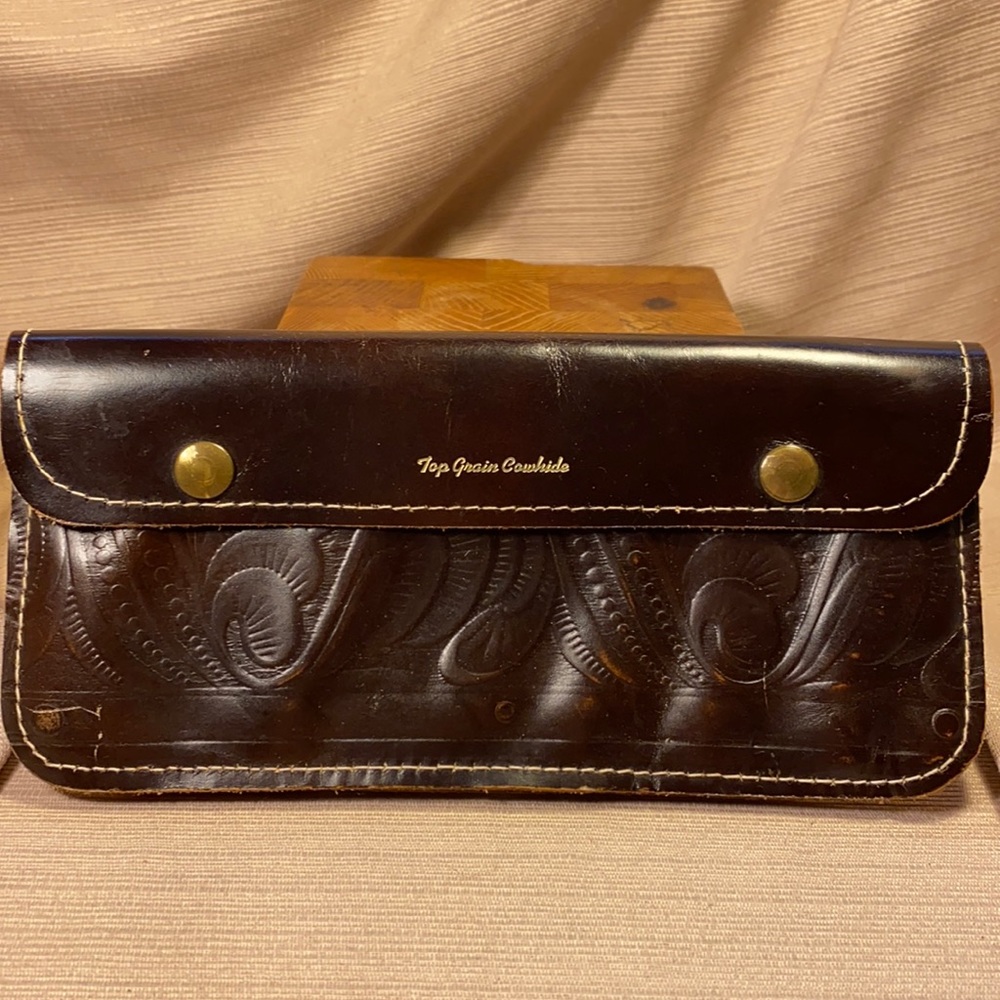 Handmade top grain cowhide long wallet
